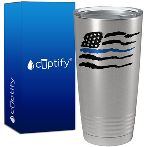 Flying Thin Blue Line Flag Police 20oz Stainless Tumbler