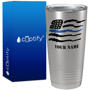 Personalized Flying Thin Blue Line Flag Police 20oz Stainless Tumbler