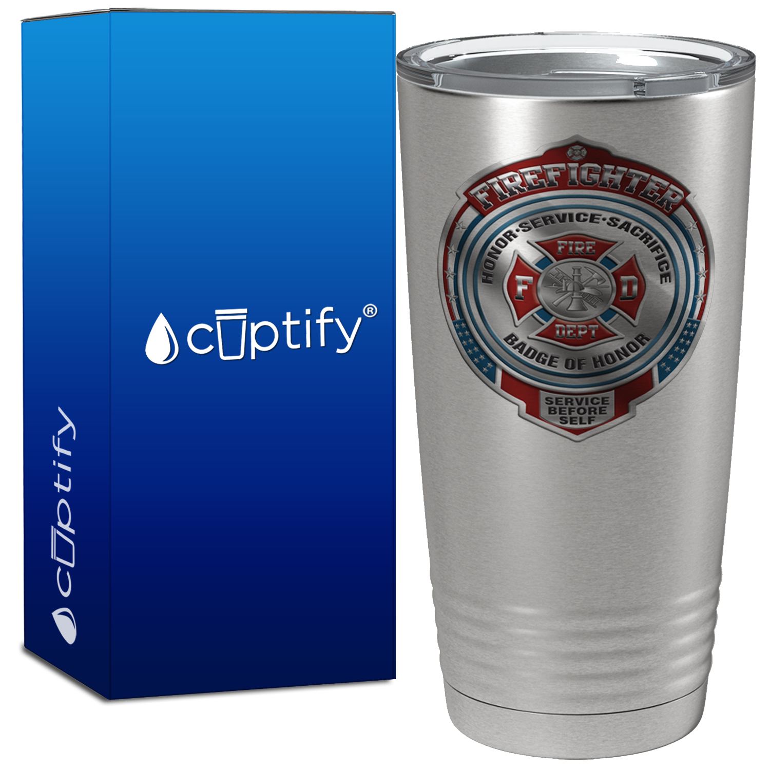 Firefighter Badge of Honor on Stainless Tumbler