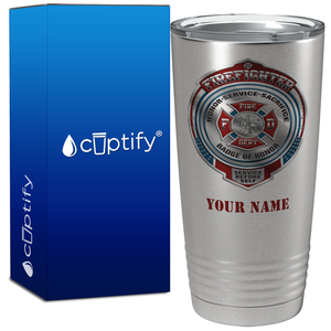 Personalized Firefighter Badge of Honor on Stainless Tumbler