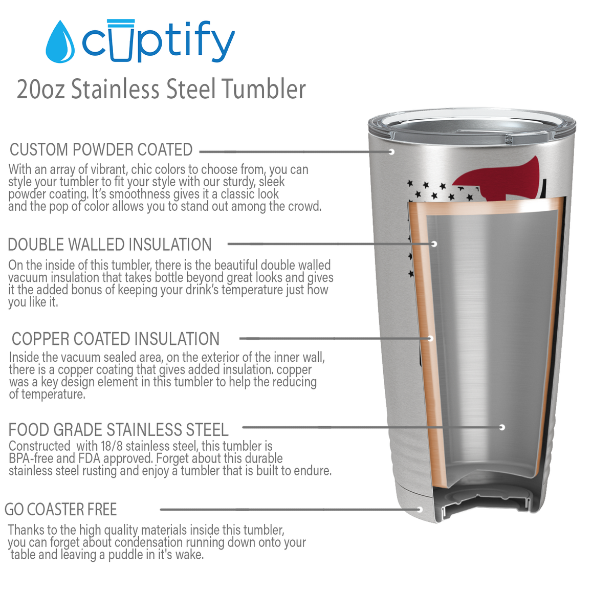 Distressed Red Line Flag with Axe 20oz Stainless Firefighter Tumbler