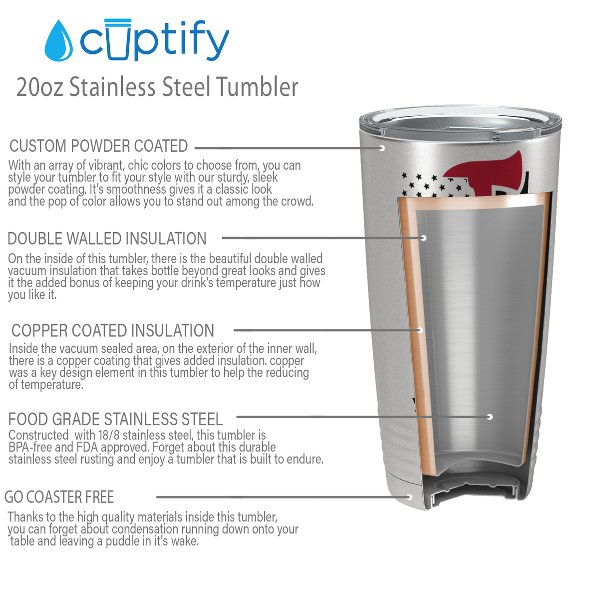 Personalized Distressed Red Line Flag with Axe 20oz Stainless Firefighter Tumbler