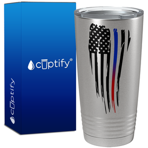 Thin Red and Blue Line American Flag Police 20oz Stainless Tumbler