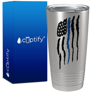 Flying Blue Line Flag Police 20oz Stainless Tumbler