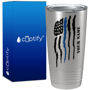 Personalized Flying Blue Line Flag Police 20oz Stainless Tumbler