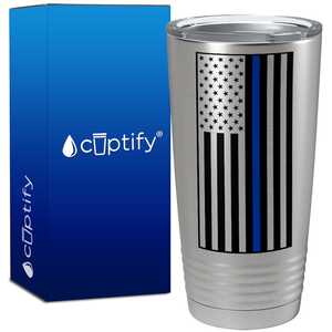 Black Thin Blue Line Flag 20oz Stainless Tumbler