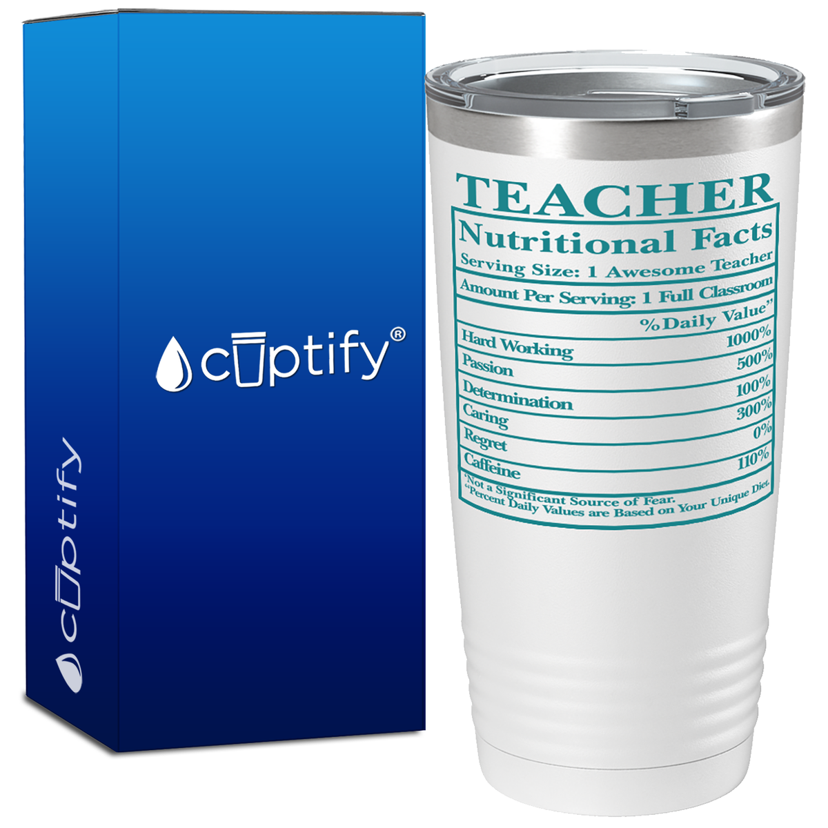 Teacher Nutritional Facts on 20oz Tumbler