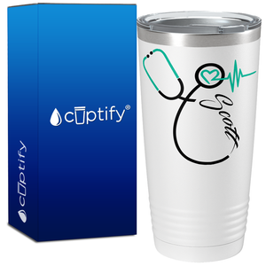 Personalized Nurse Green Stethoscope White 20oz Tumbler