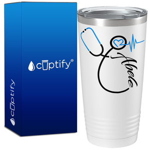 Personalized Nurse Blue Stethoscope White 20oz Tumbler