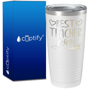 Best Teacher Ever Hearts and Arrow on 20oz Tumbler