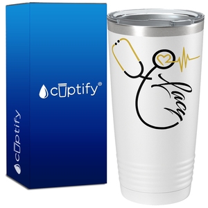 Personalized Nurse Gold Stethoscope White 20oz Tumbler