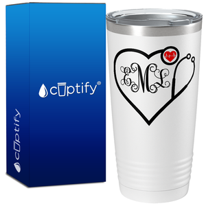 Personalized Heart Shaped Stethoscope Monogram 20oz Nurse Tumbler