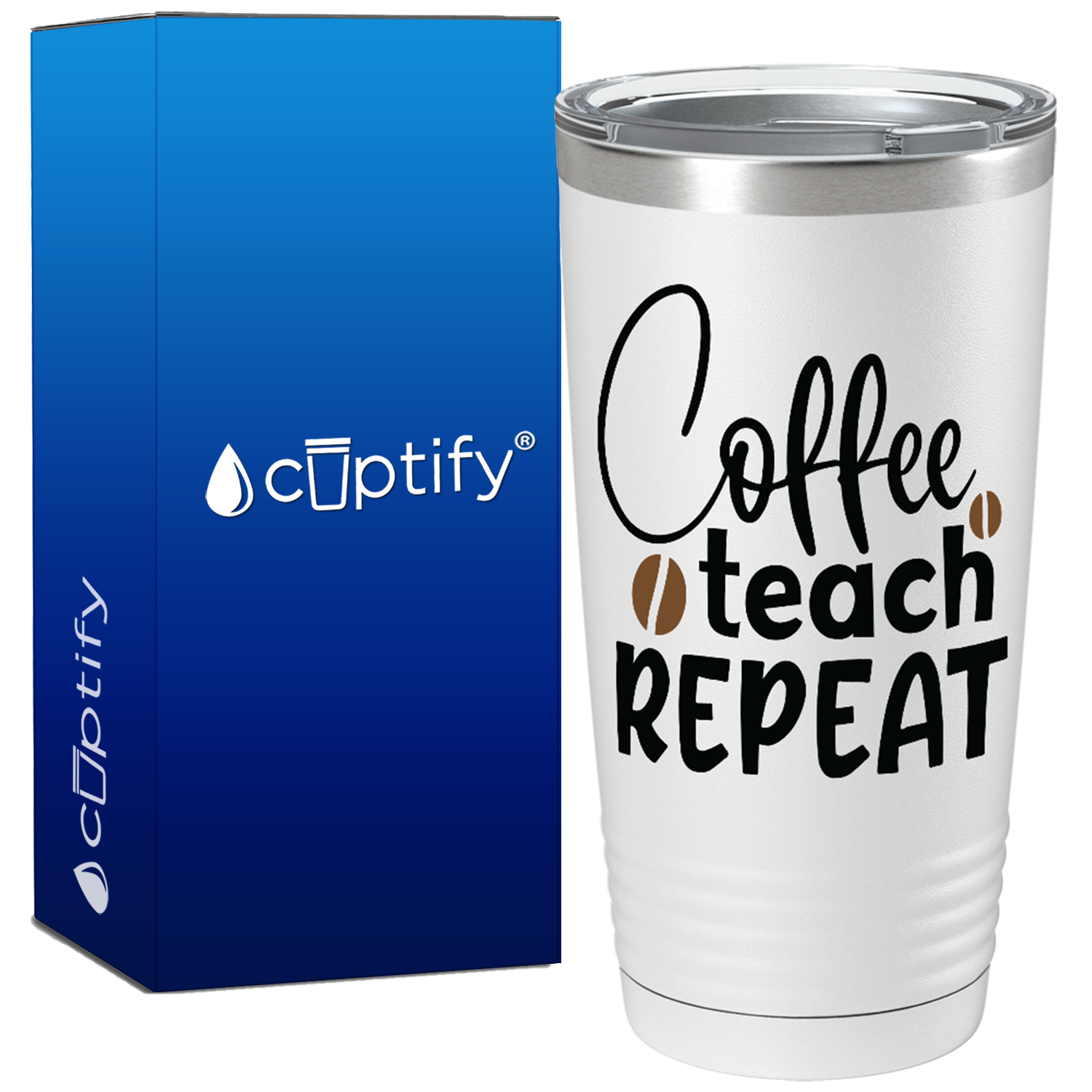 Coffee Teach Repeat on Teacher 20oz Tumbler