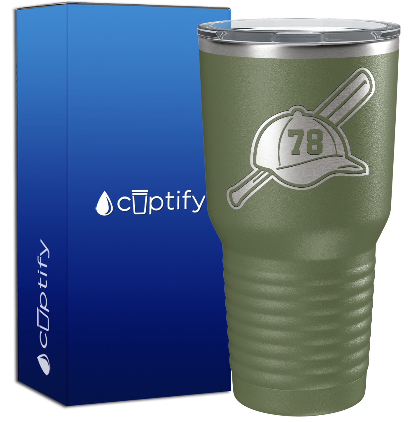 Baseball Bat and Hat with Personalized Number 30oz Baseball Tumbler