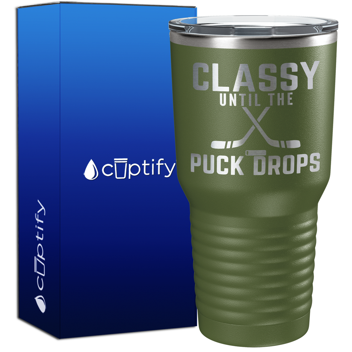Classy Until the Puck Drops 30oz Hockey Tumbler