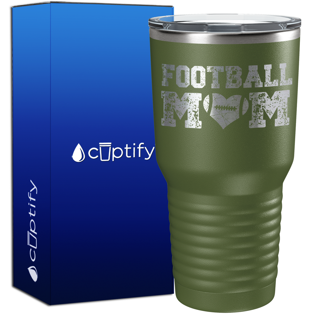 Football Mom Distressed 30oz Football Tumbler
