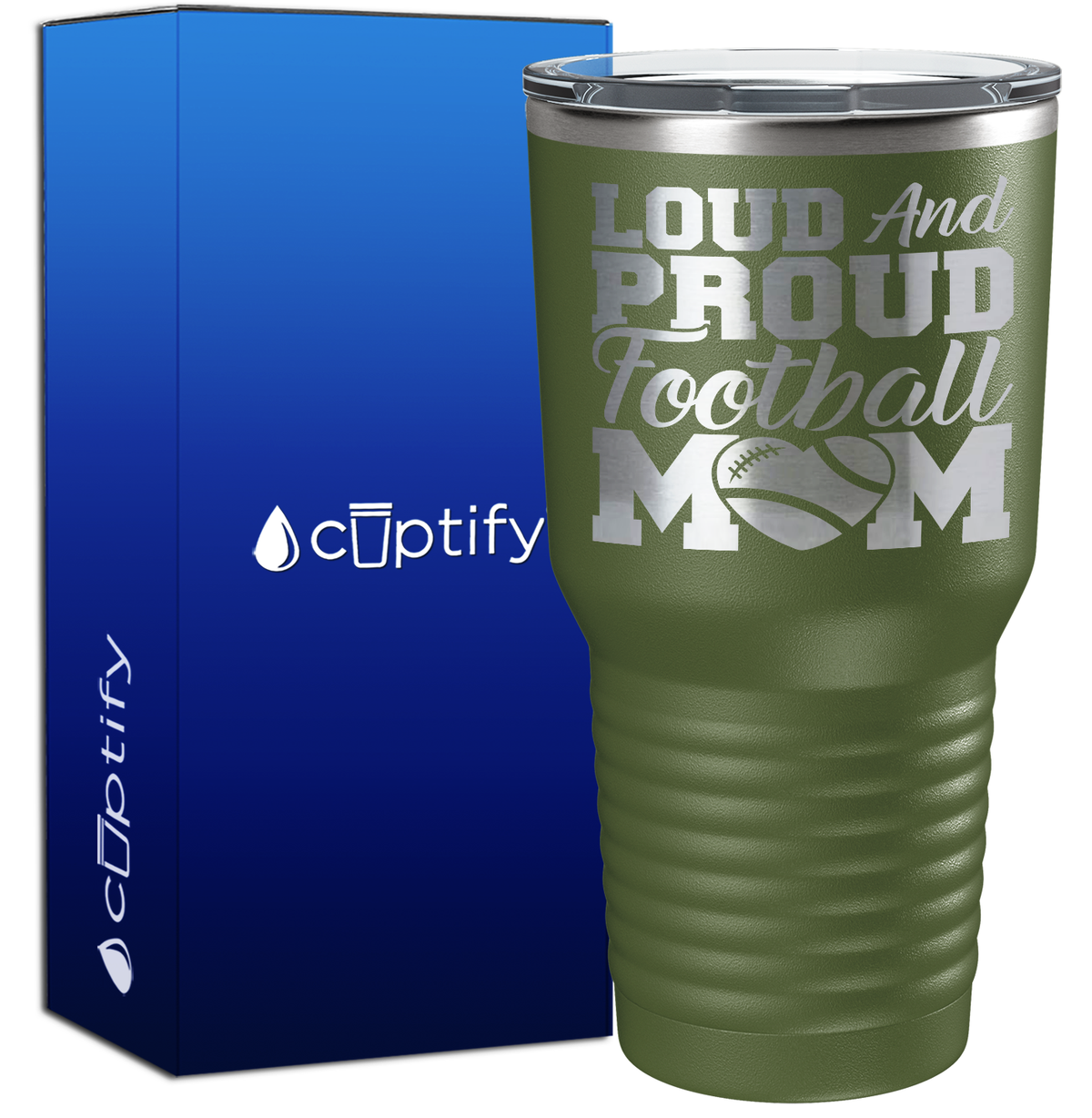 Loud and Proud Football Mom Heart 30oz Football Tumbler