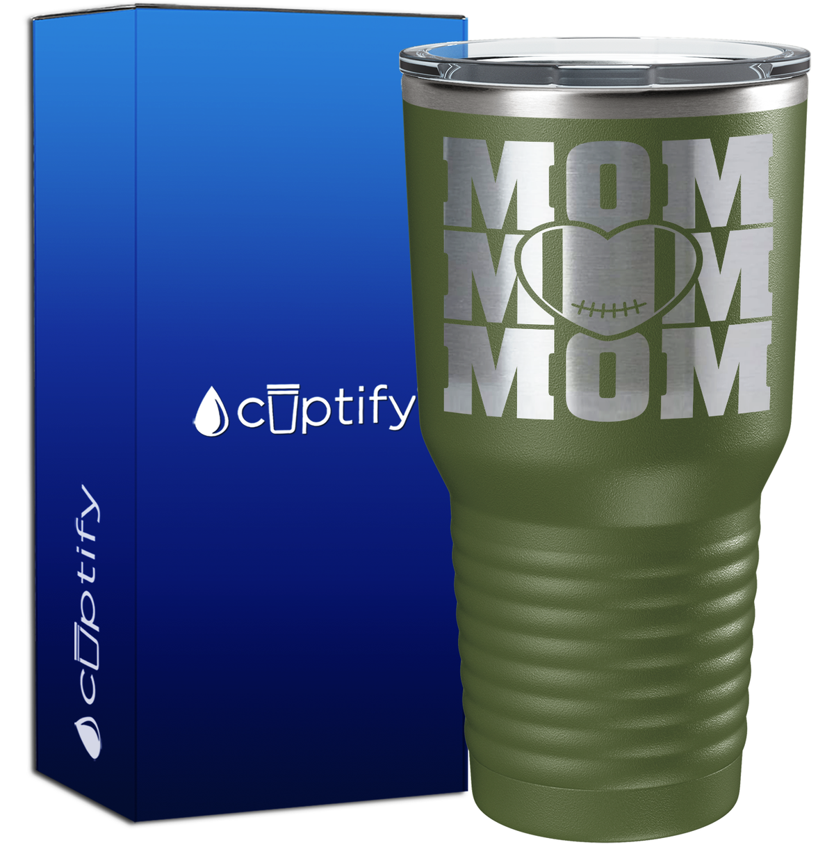 Mom Mom Mom Football 30oz Football Tumbler