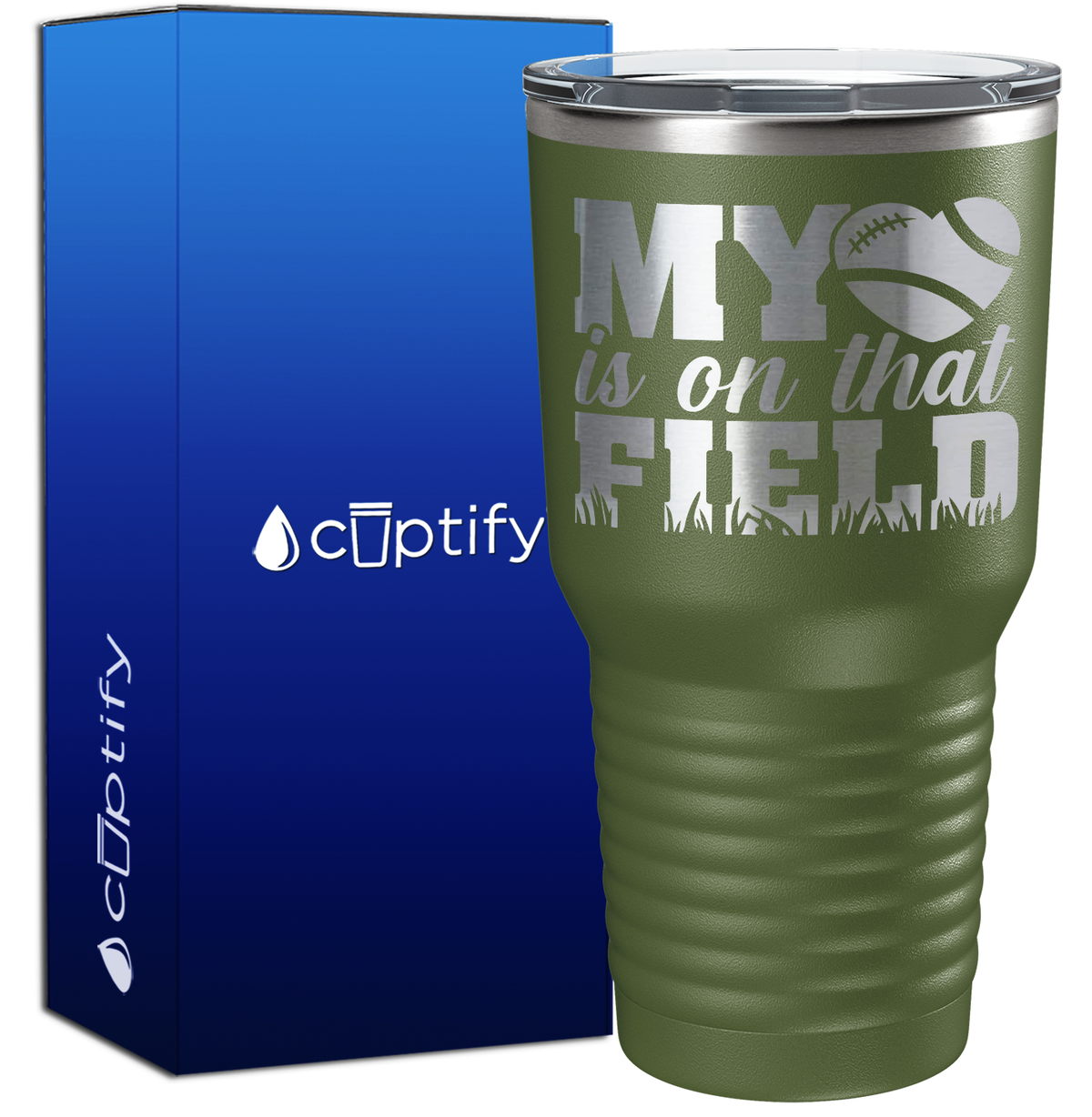 My Heart is on That Field Football 30oz Football Tumbler