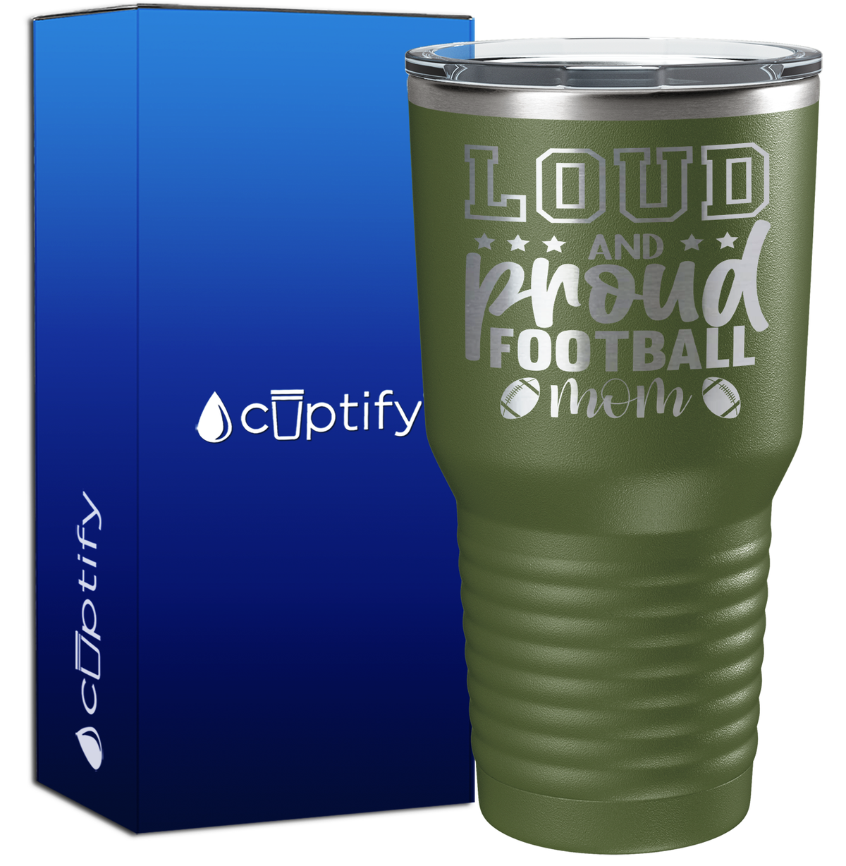 Loud and Proud Football Mom 30oz Football Tumbler