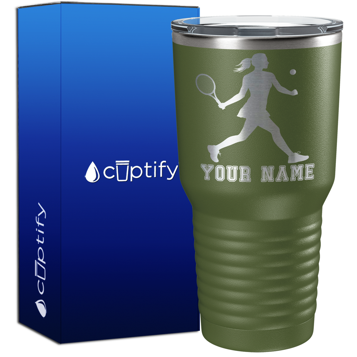 Personalized Female Tennis Player Silhouette 30oz Tennis Tumbler