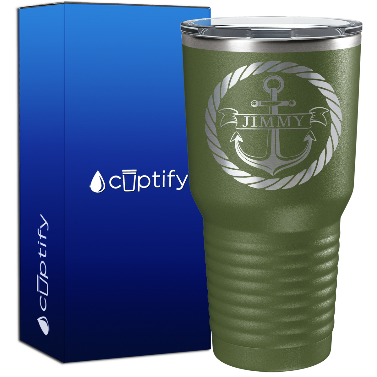 Personalized Anchor in Rope Circle 30oz Anchor Tumbler