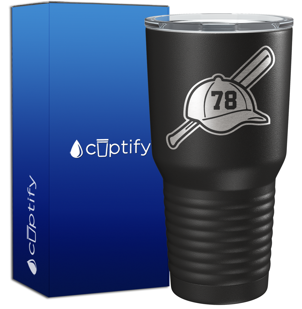 Baseball Bat and Hat with Personalized Number 30oz Baseball Tumbler