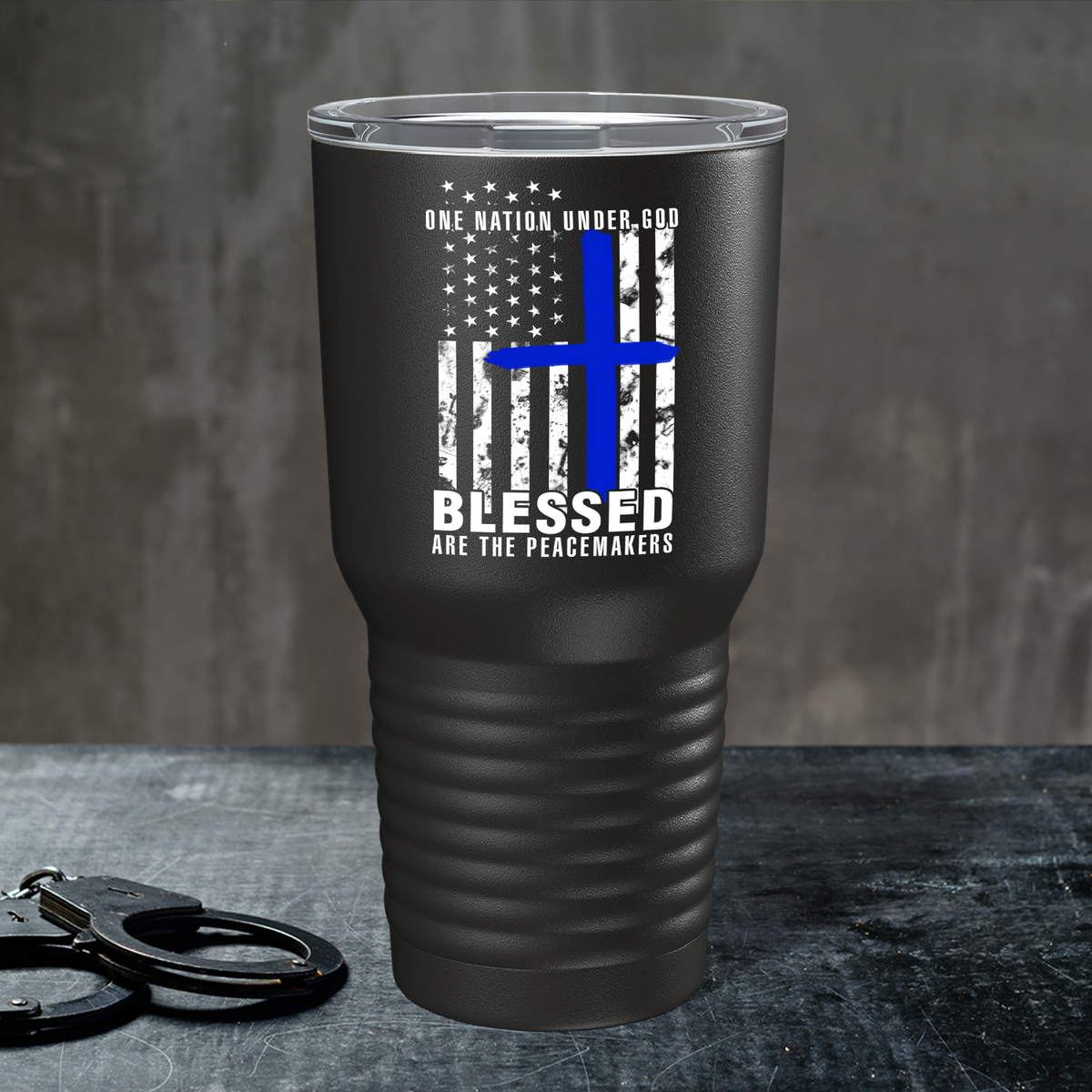 Blessed are the PeaceMakers on Black 30oz Police Tumbler