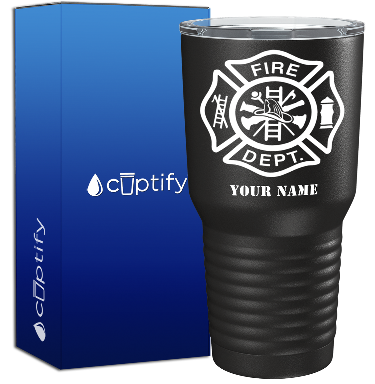 Personalized Fire Dept on Black 30oz Firefighter Tumbler