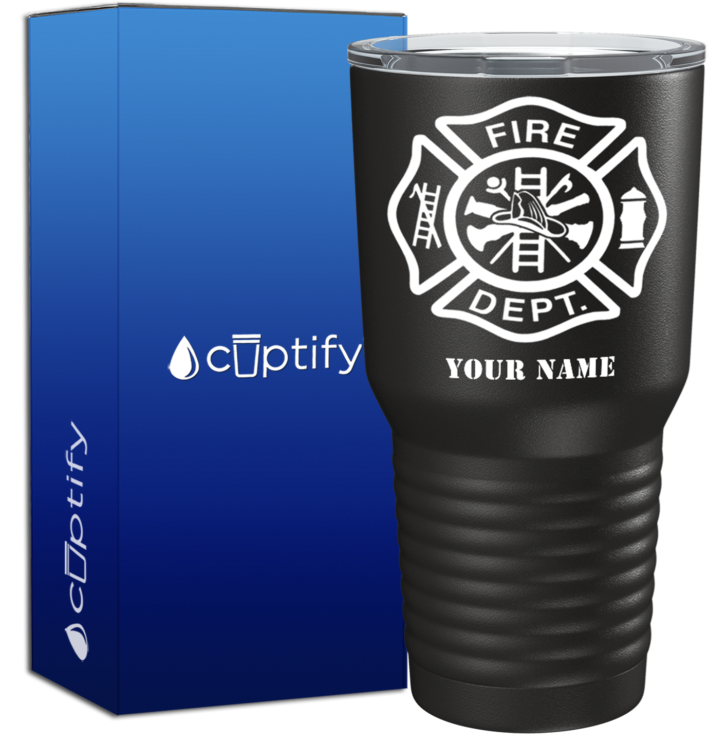 Personalized Fire Dept on Black 30oz Firefighter Tumbler