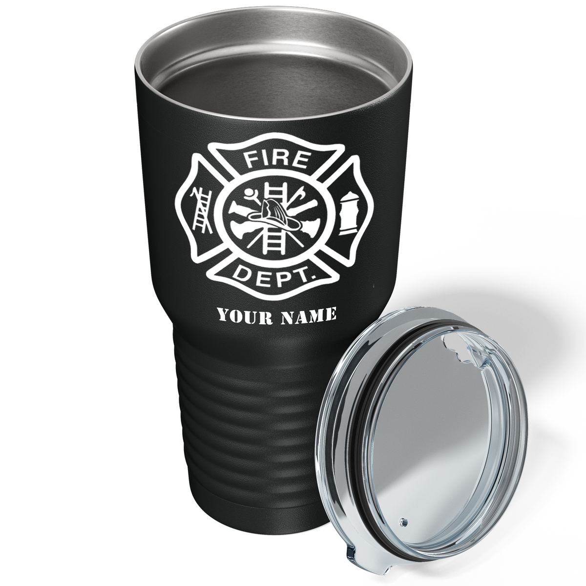 Personalized Fire Dept on Black 30oz Firefighter Tumbler