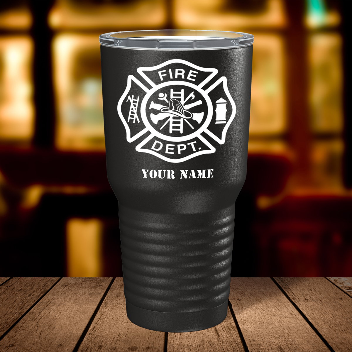 Personalized Fire Dept on Black 30oz Firefighter Tumbler