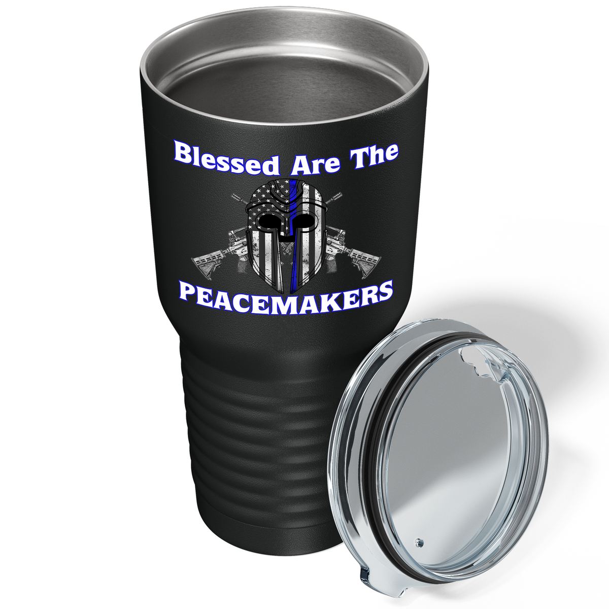 Blessed are the PeaceMakers Mask on Black 30oz Police Tumbler