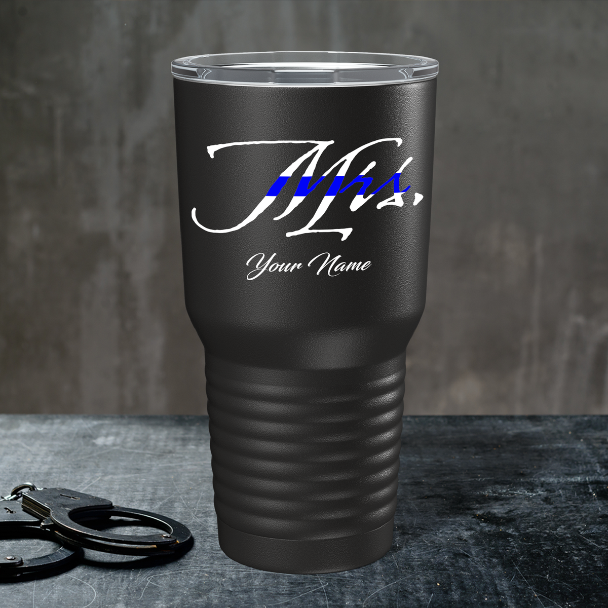 Personalized Police Mrs on Black 30oz Police Tumbler