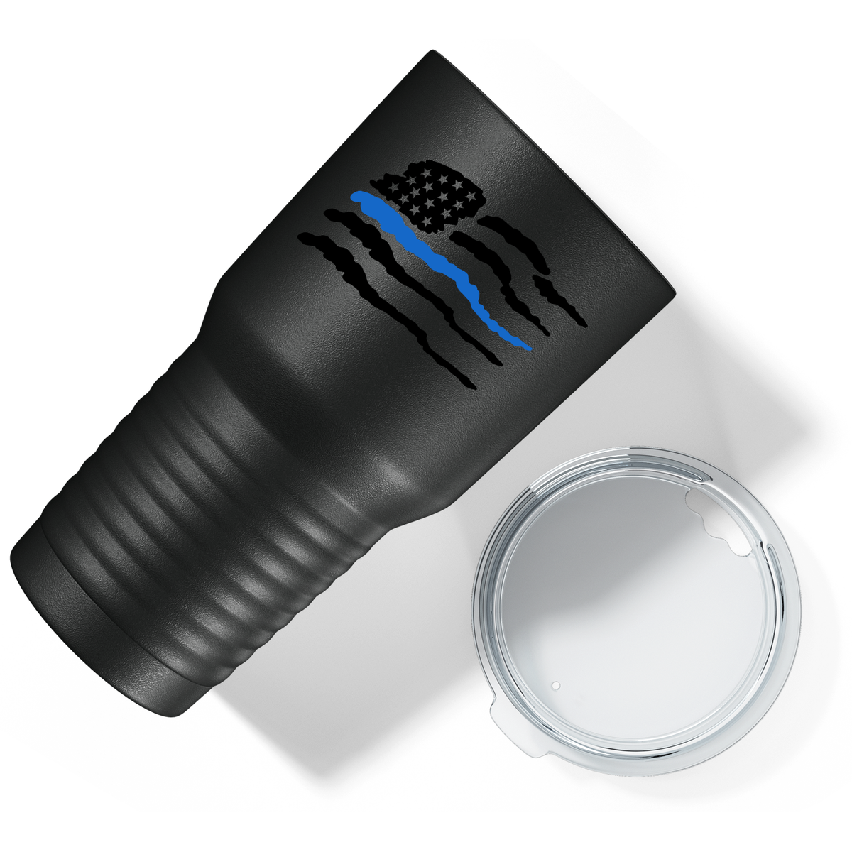 Thin Blue Flag Police on Black 30oz Police Tumbler