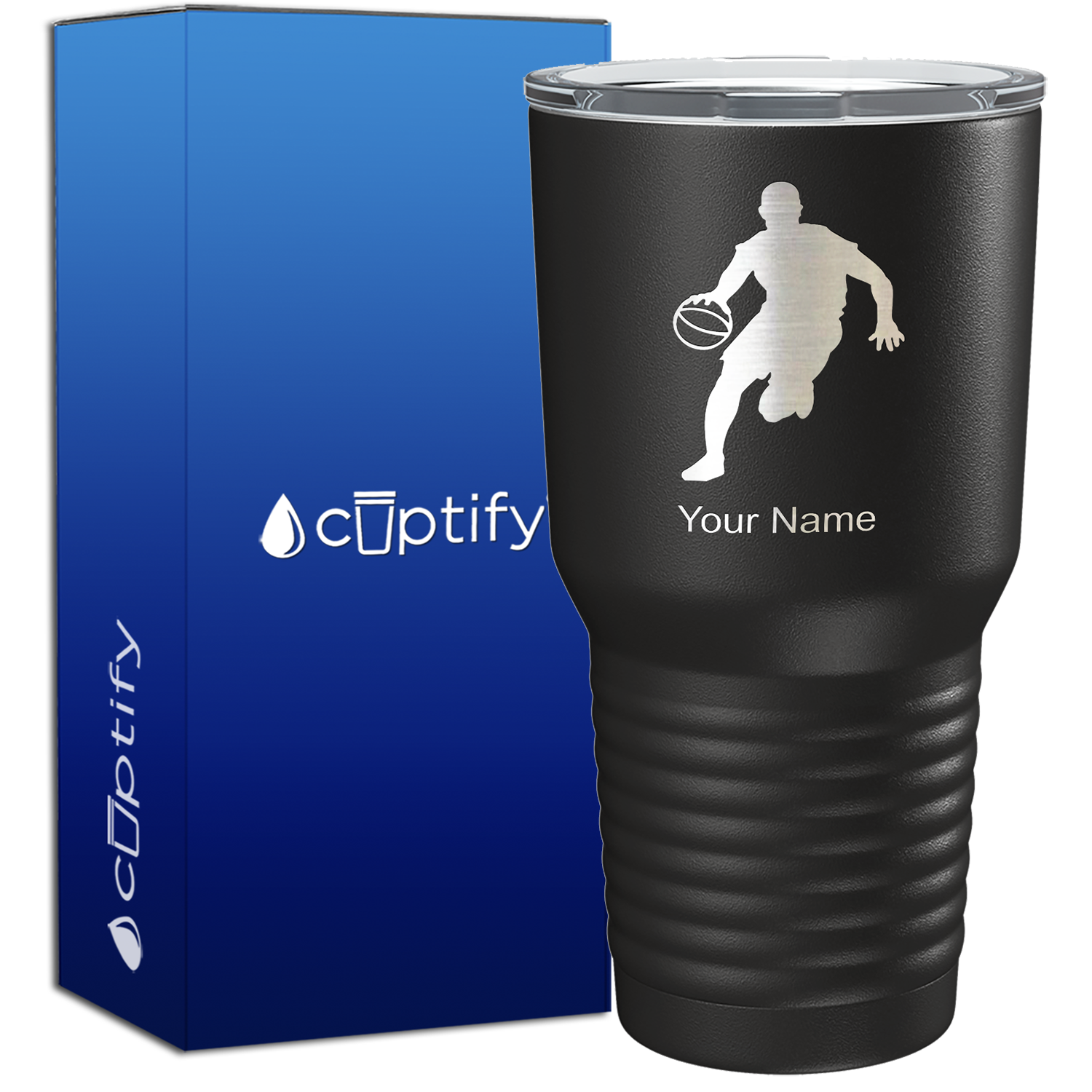 Personalized Basketball Player Silhouette on 30oz Tumbler