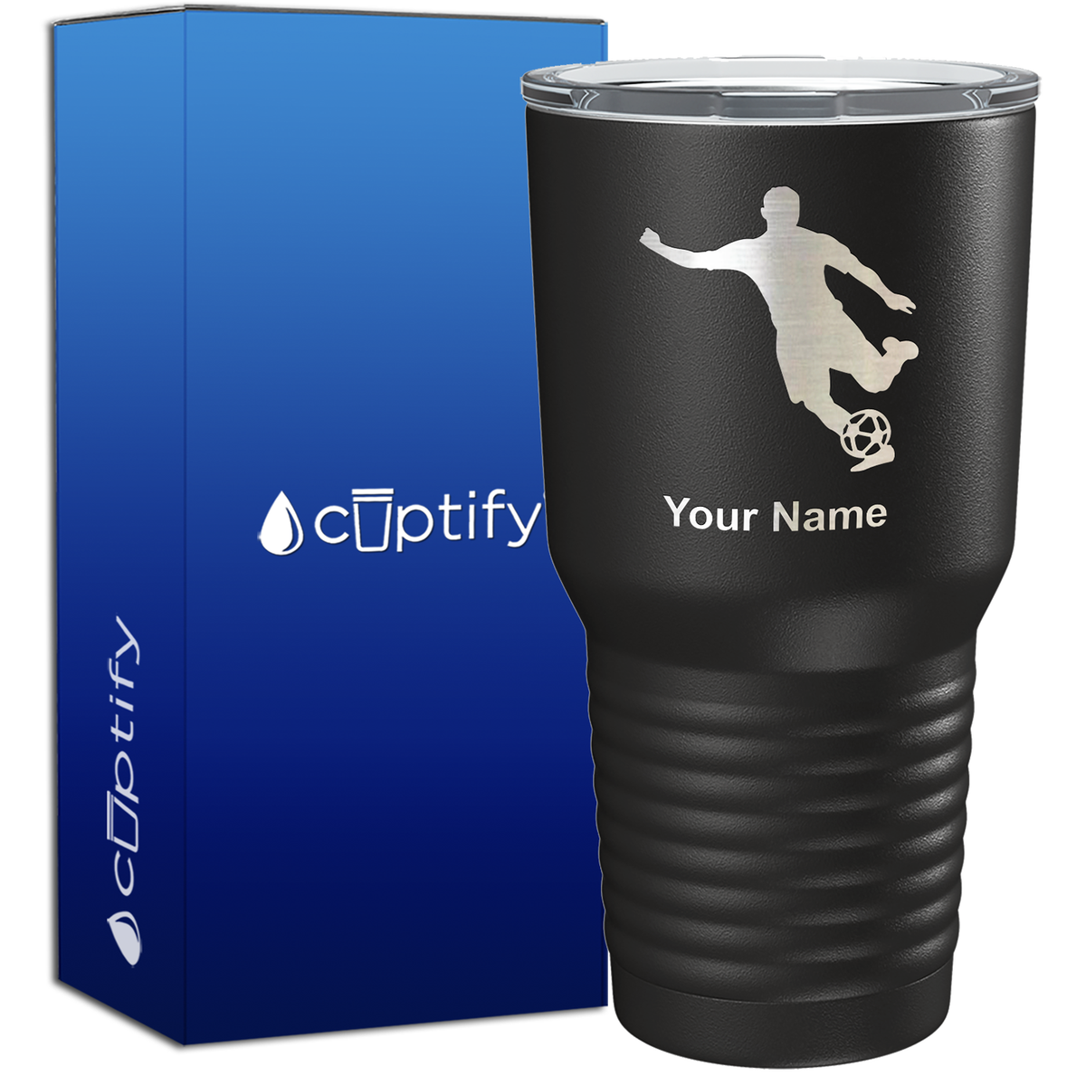 Personalized Soccer Player Silhouette 30oz Soccer Tumbler