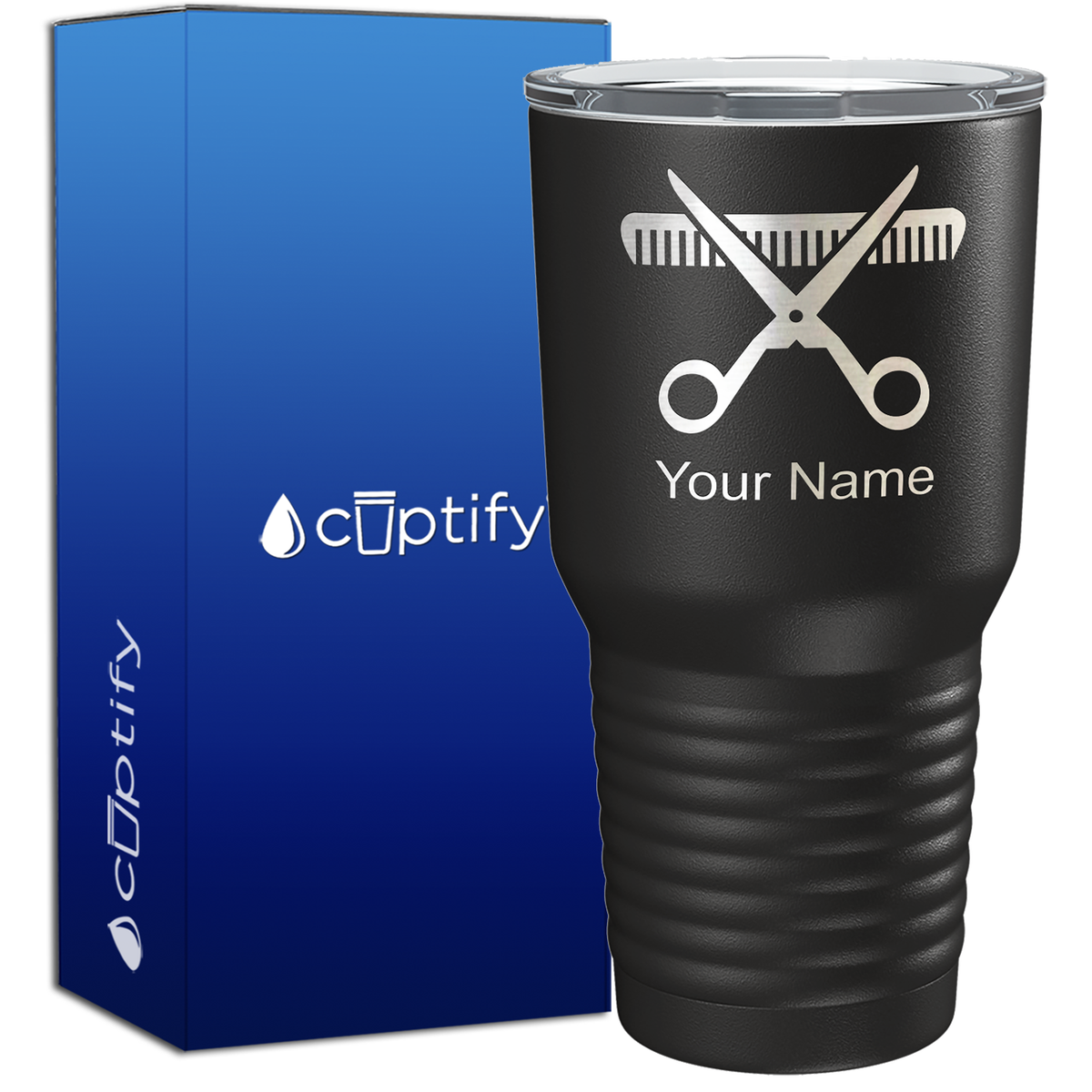 Silhouette Hair Stylist Scissor and Comb 30oz Hair Stylists Tumbler