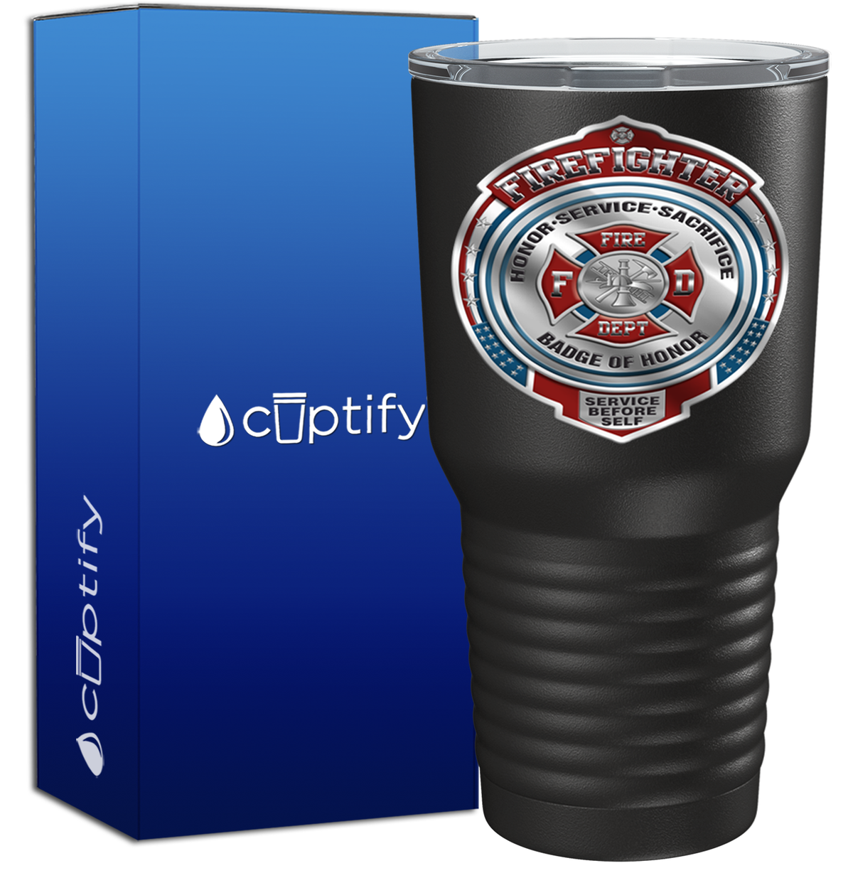 Firefighter Badge of Honor on Black 30oz Firefighter Tumbler