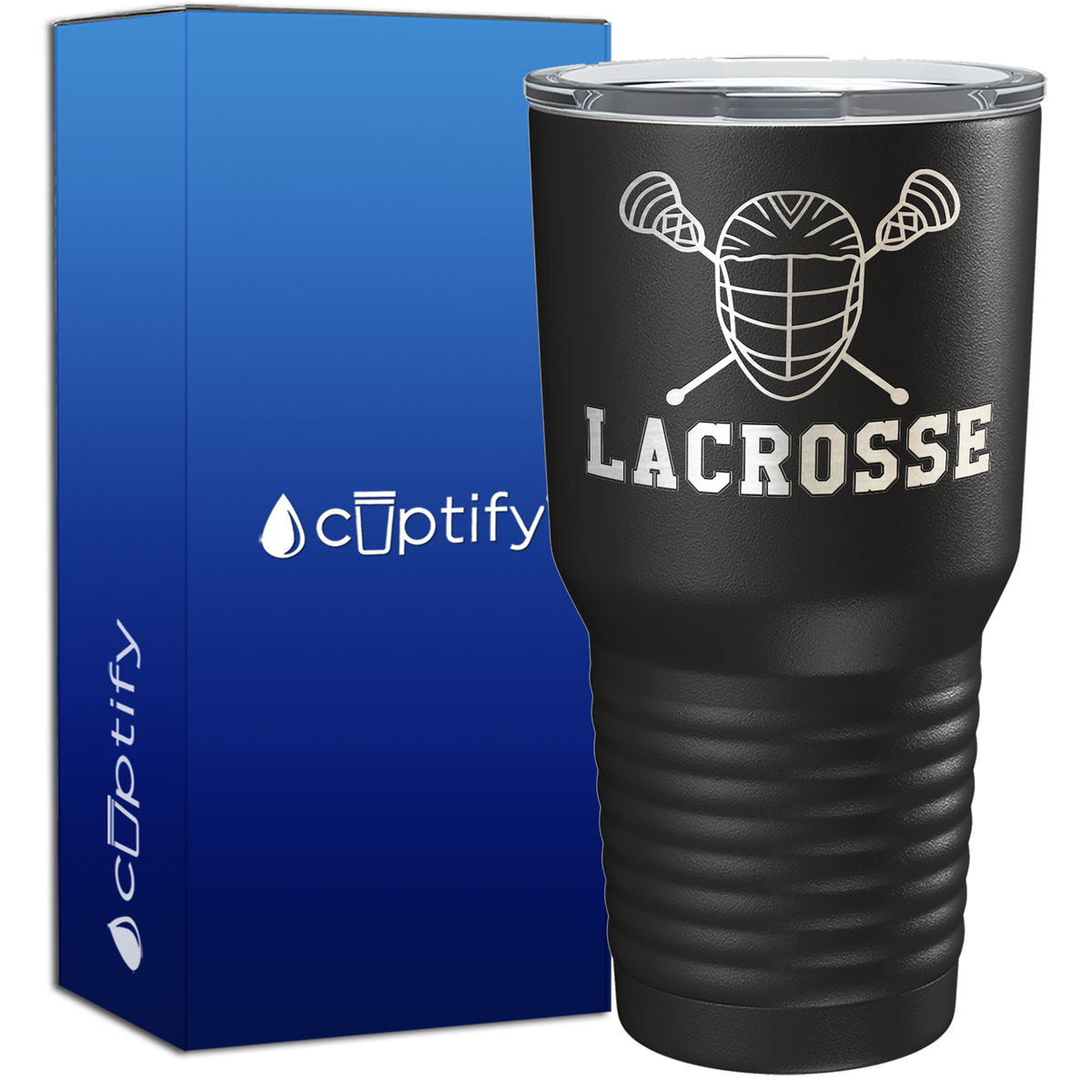Lacrosse Mask and Sticks 30oz Lacrosse Tumbler