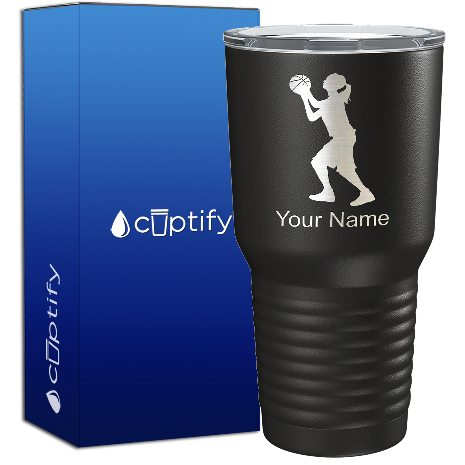 Personalized Girl Shooting Basketball on 30oz Tumbler