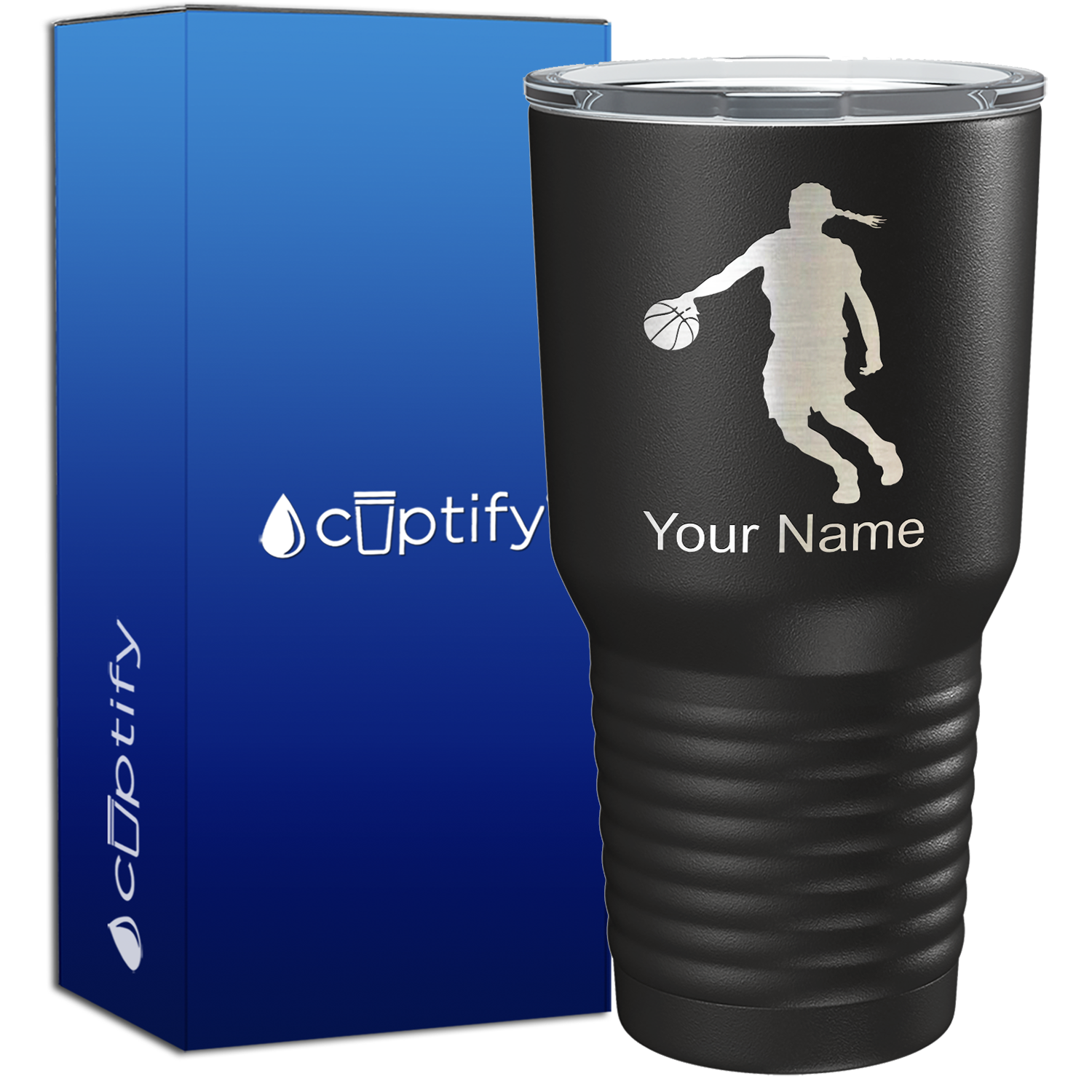 Personalized Basketball Girl Player Silhouette on 30oz Tumbler
