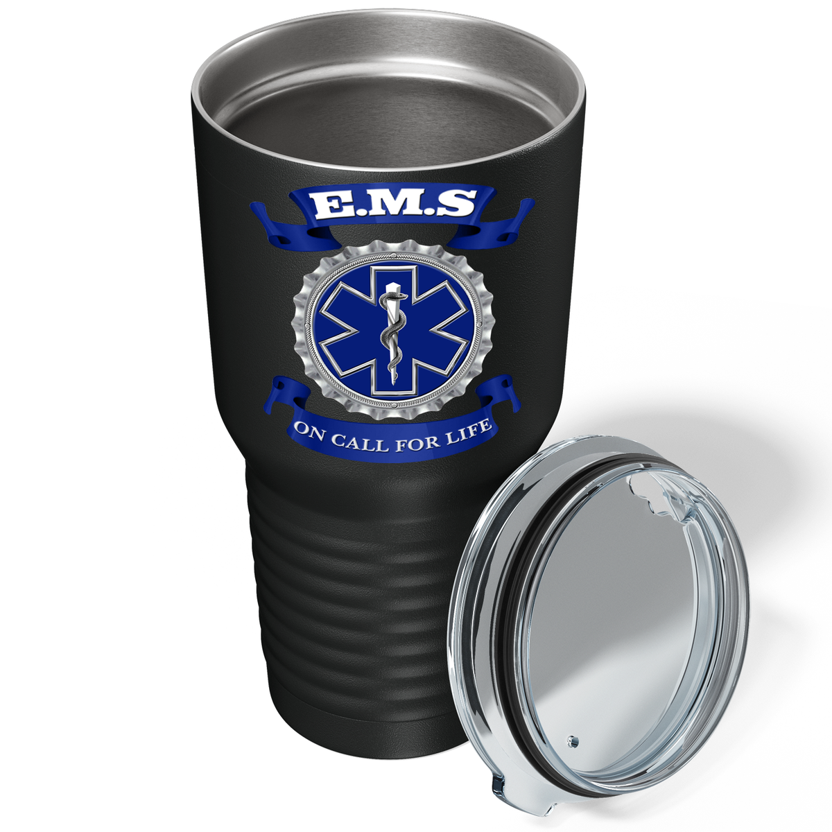 EMS Blue on Call for LIFE on 30oz Black Paramedic Tumbler
