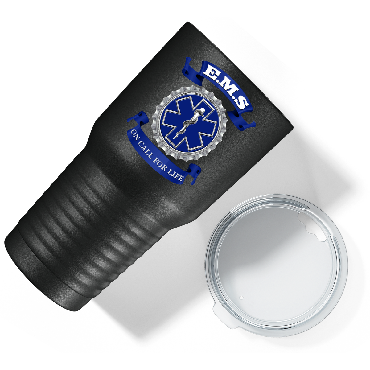 EMS Blue on Call for LIFE on 30oz Black Paramedic Tumbler