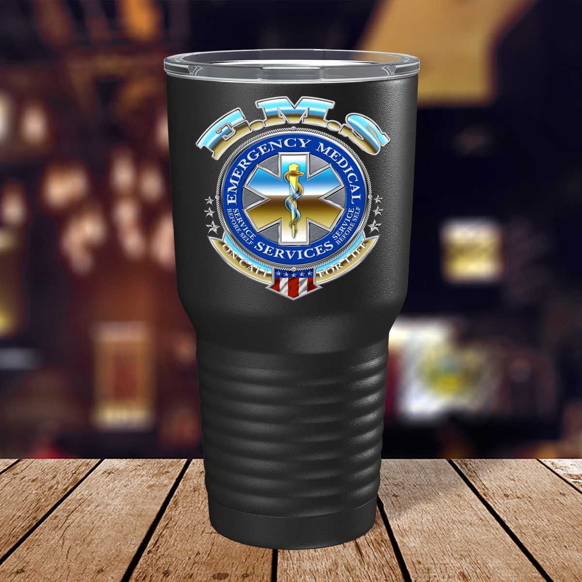 Emergency Medical Services on 30oz Black Paramedic Tumbler