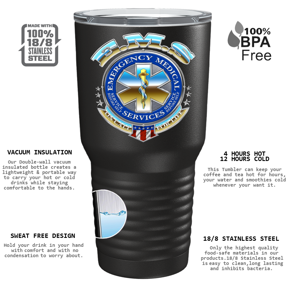 Emergency Medical Services on 30oz Black Paramedic Tumbler