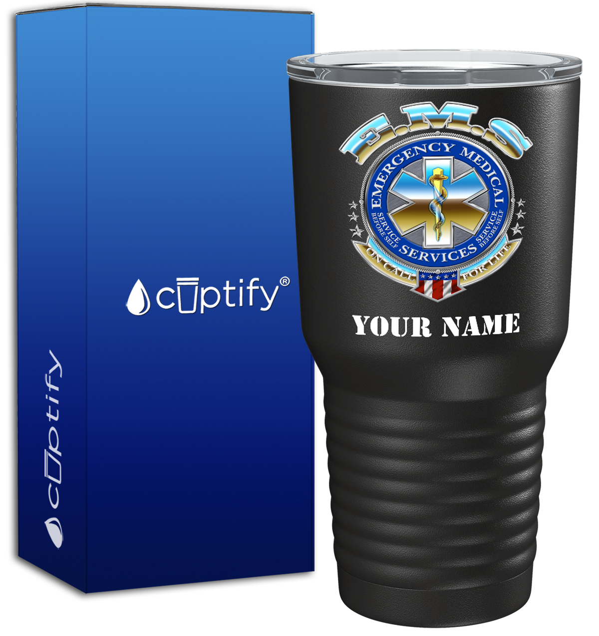 Personalized Emergency Medical Services on 30oz Black Paramedic Tumbler