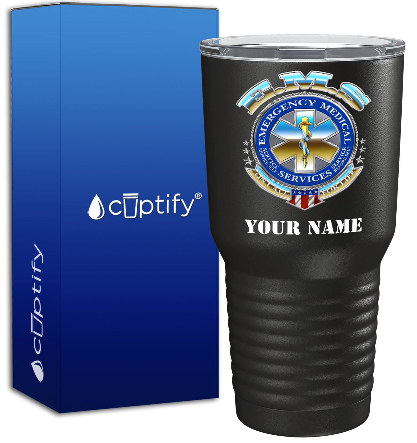 Personalized Emergency Medical Services on 30oz Black Paramedic Tumbler