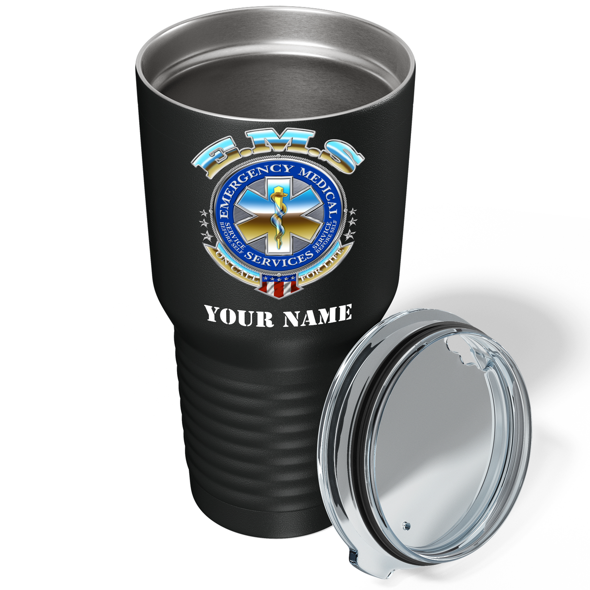 Personalized Emergency Medical Services on 30oz Black Paramedic Tumbler