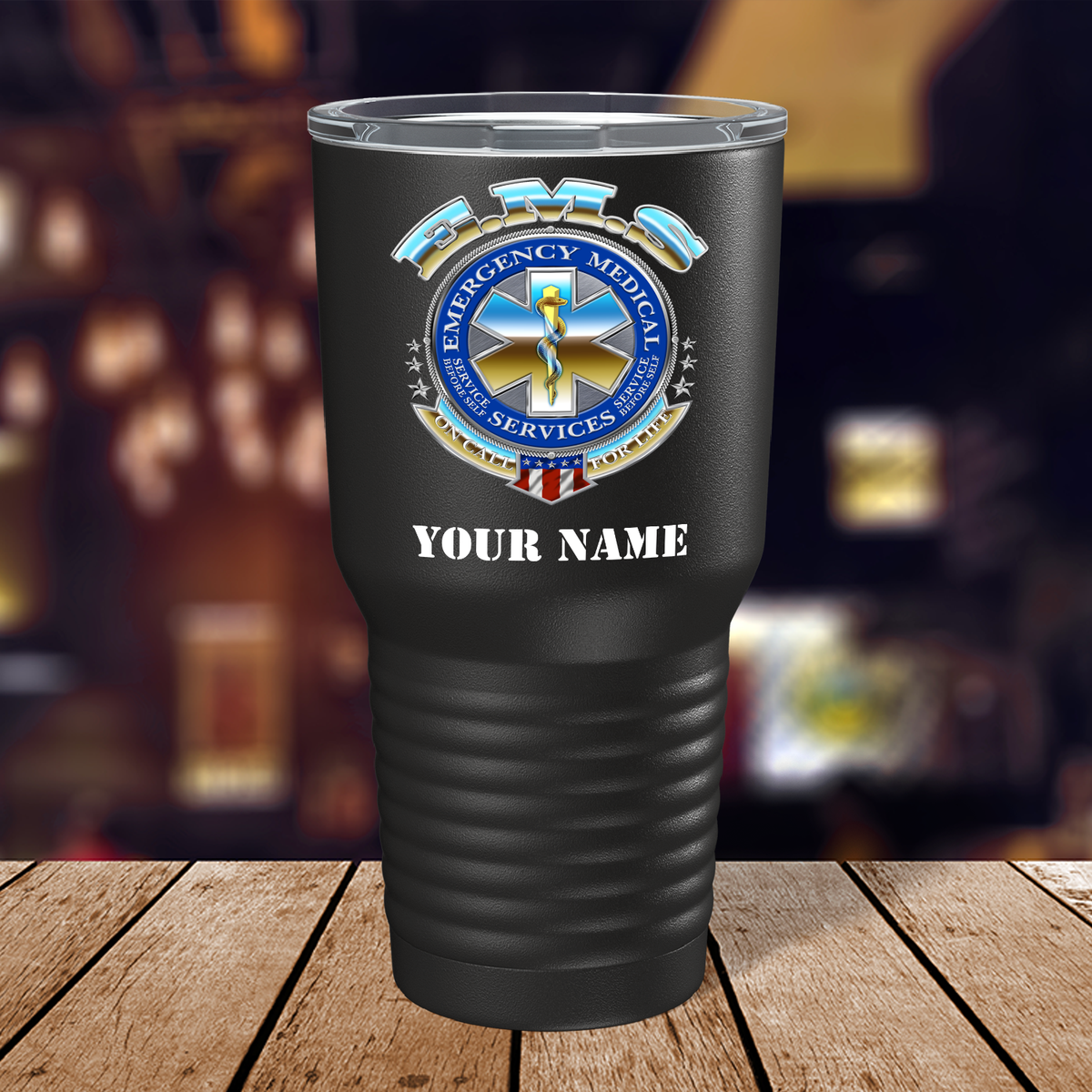 Personalized Emergency Medical Services on 30oz Black Paramedic Tumbler